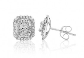 Phoenix Cut™ double diamond halo stud earrings